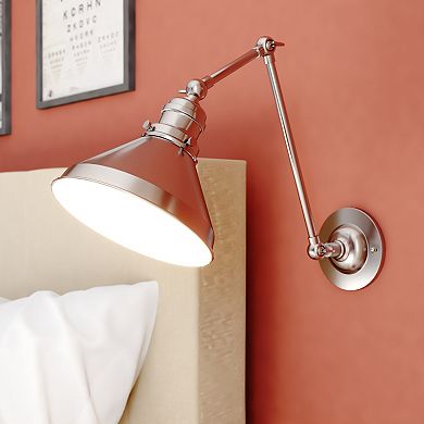 Alexis Adjustable Swing Arm Wall Lamp Reading Light with Metal Shade