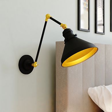 Alexis Adjustable Swing Arm Wall Lamp Reading Light with Metal Shade