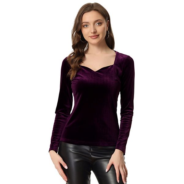 Velvet long sleeve top womens discount