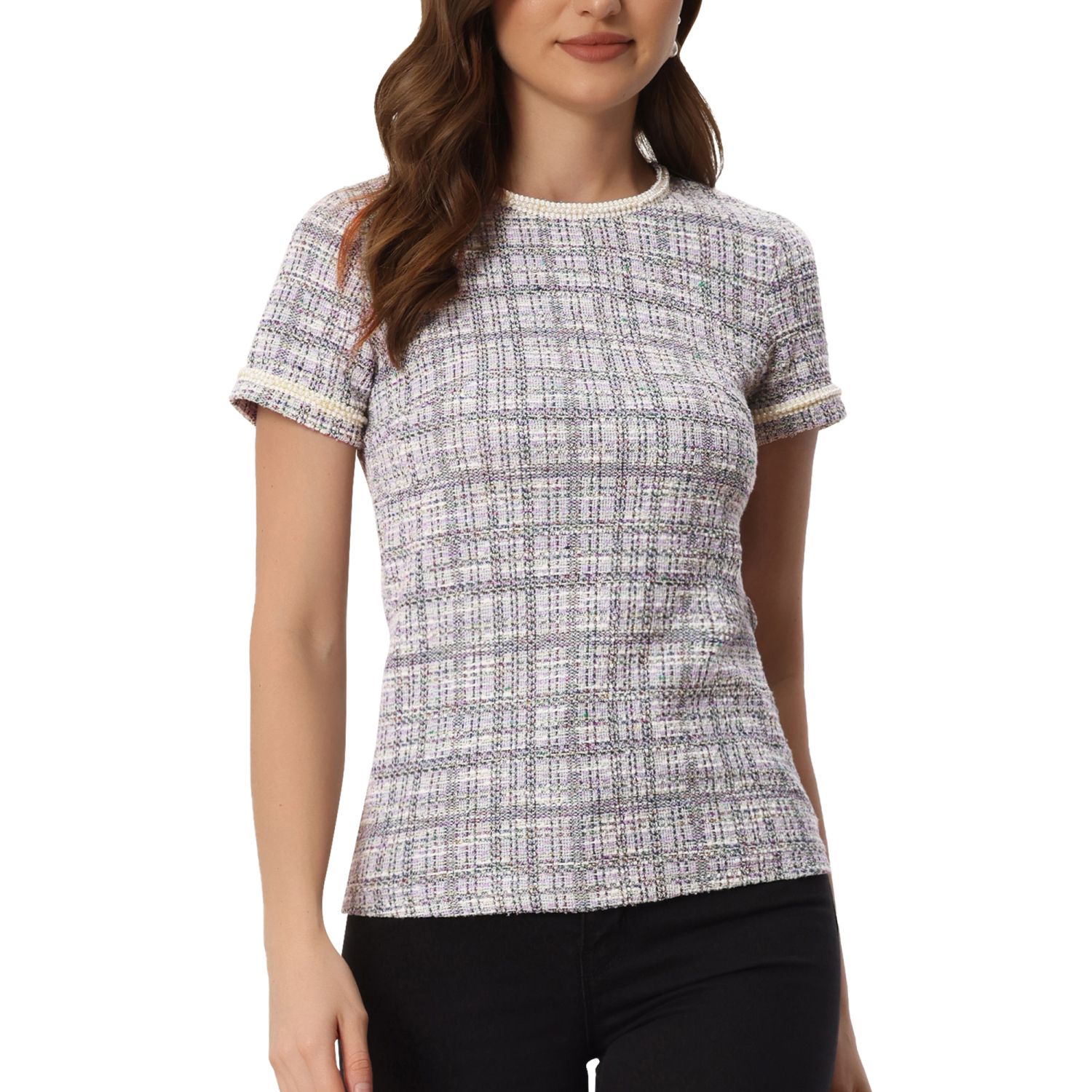 round neck short sleeve blouse