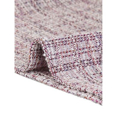 Tweed Short Sleeve Top for Women Casual Round Neck Pearl Decoration Blouse