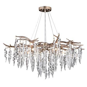 Rainier 5 Light Silver Crystal Waterfall Chandelier