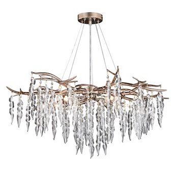 Rainier 5 Light Silver Crystal Waterfall Chandelier