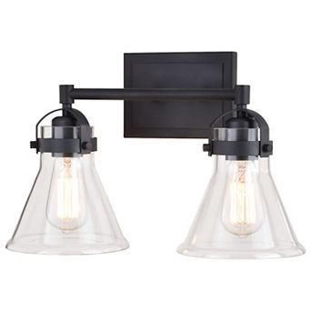 Mason Farmhouse Black Bathroom Vanity Wall Light Fixture Clear Glass
