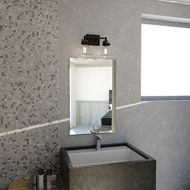 Mason Farmhouse Black Bathroom Vanity Wall Light Fixture Clear Glass