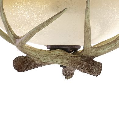 Lodge 2L LED Bronze Rustic Antler Semi Flush Ceiling Light or Fan Light Kit