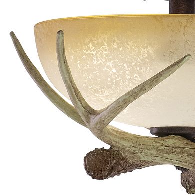 Lodge 2L LED Bronze Rustic Antler Semi Flush Ceiling Light or Fan Light Kit
