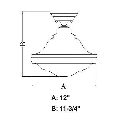 Huntley 12-in W Bronze Farmhouse Schoolhouse Semi Flush Mount Ceiling Light Clear Glass