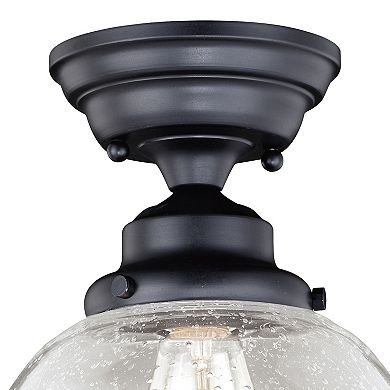 Huntley 12-in W Bronze Farmhouse Schoolhouse Semi Flush Mount Ceiling Light Clear Glass