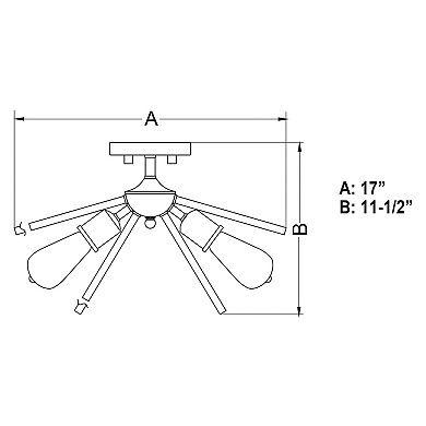 Estelle Mid-Century Modern Sputnik Semi Flush Mount Ceiling Light Fixture