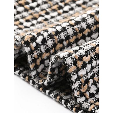 Plaid Tweed Mini Skirt for Women's Elegant High Waist A-Line Button Front Skirts