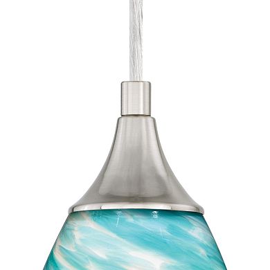 Milano Satin Nickel Mini Pendant Ceiling Light Fixture with Art Glass