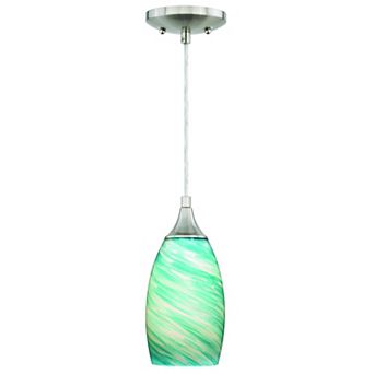 Milano Satin Nickel Mini Pendant Ceiling Light Fixture with Art Glass