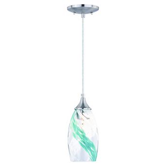 Milano Satin Nickel Mini Pendant Ceiling Light Fixture with Art Glass