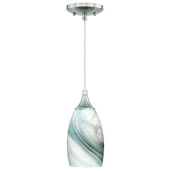 Milano Satin Nickel Mini Pendant Ceiling Light Fixture with Art Glass