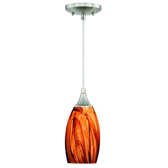 Milano Satin Nickel Mini Pendant Ceiling Light Fixture with Art Glass