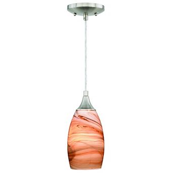 Milano Satin Nickel Mini Pendant Ceiling Light Fixture with Art Glass