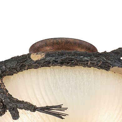 2L LED Bronze Rustic Pinecone Wood Semi Flush Ceiling Light or Fan Light Kit