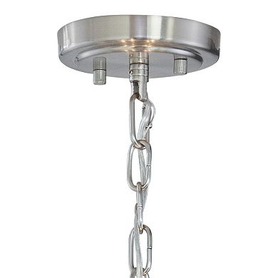 Isabel 4L Satin Nickel Coastal Glam Pendant Chandelier Light with Capiz Shells and Crystal