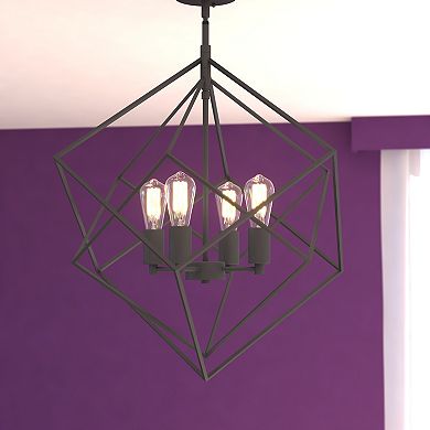 Rad 4 Light Geometric Pendant Cage Light Ceiling Light Fixture