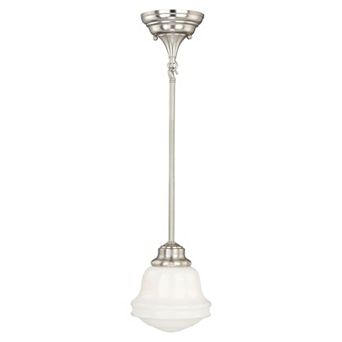 Huntley Farmhouse Schoolhouse Mini Pendant Ceiling Light Fixture White Glass