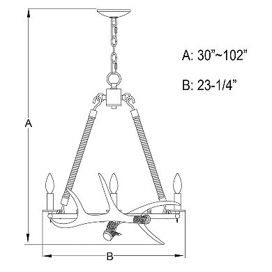Breckenridge Bronze Rustic Antler Chandelier Light Fixture with Natural Rope Accent