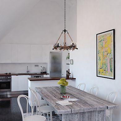 Breckenridge Bronze Rustic Antler Chandelier Light Fixture with Natural Rope Accent