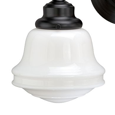 Huntley Farmhouse Schoolhouse Bathroom Vanity Wall Light Fixture with White Milk Glass