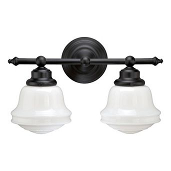 Huntley Farmhouse Schoolhouse Bathroom Vanity Wall Light Fixture with White Milk Glass
