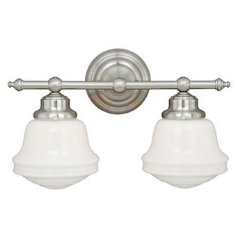 Huntley Farmhouse Schoolhouse Bathroom Vanity Wall Light Fixture with White Milk Glass