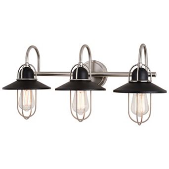 Galena Matte Black and Satin Nickel Coastal Bathroom Vanity Wall Light Fixture