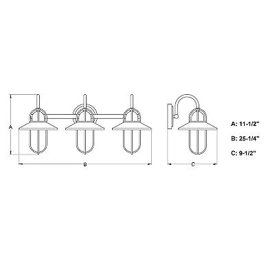 Galena Matte Black and Satin Nickel Coastal Bathroom Vanity Wall Light Fixture