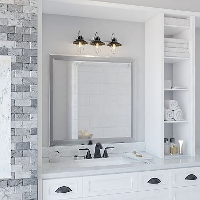 Galena Matte Black and Satin Nickel Coastal Bathroom Vanity Wall Light Fixture