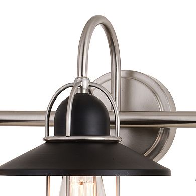 Galena Matte Black and Satin Nickel Coastal Bathroom Vanity Wall Light Fixture