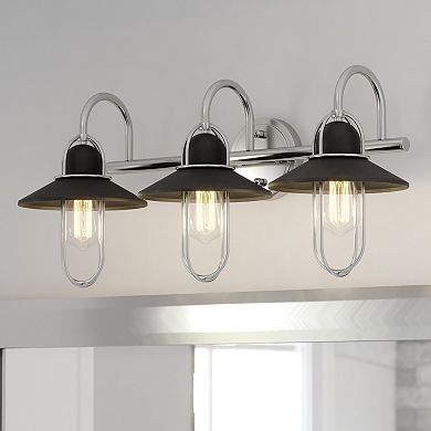 Galena Matte Black and Satin Nickel Coastal Bathroom Vanity Wall Light Fixture