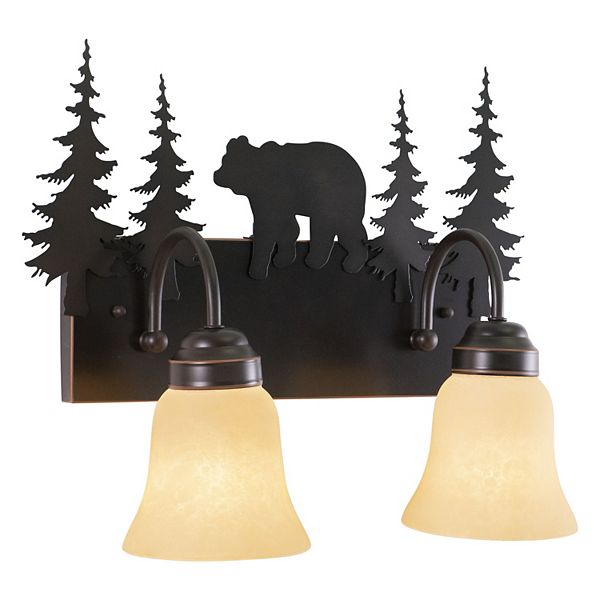 Bozeman Bronze Rustic Bear Bathroom Vanity Wall Light Fixture