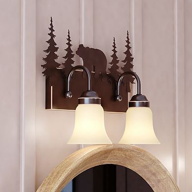 Bozeman Bronze Rustic Bear Bathroom Vanity Wall Light Fixture