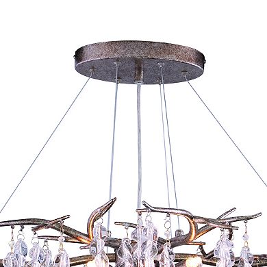 Rainier 6L Silver Linear Crystal Waterfall Linear Chandelier Island Pendant Light Fixture