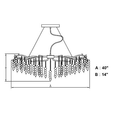 Rainier 6L Silver Linear Crystal Waterfall Linear Chandelier Island Pendant Light Fixture