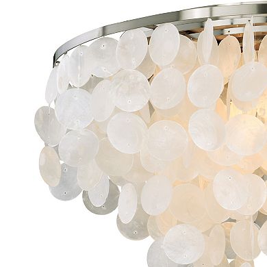 Elsa 24-in W Satin Nickel Capiz Shell Coastal Flush Mount Ceiling Light Fixture