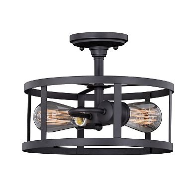 Akron 12-in W Bronze Farmhouse Cage Semi Flush Mount Ceiling Light