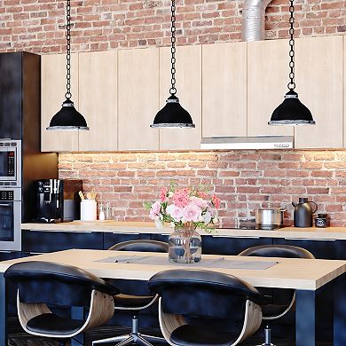 Sheffield 1L Dark Bronze and Gray Farmhouse Dome Pendant Light