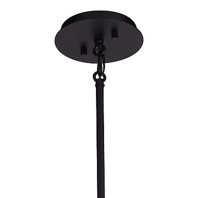 Bridgeview 16-in Oil Rubbed Bronze and Wood Industrial 4 Light Chandelier, Hanging Ceiling Pendant
