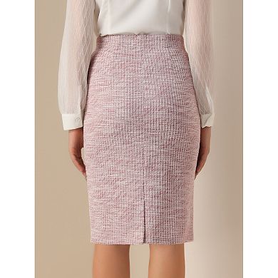 Plaid Tweed Skirt For Women's High Waist Split Casual Office Pencil Wrap Skirts