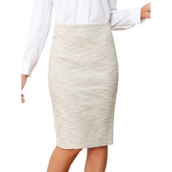 Plaid Tweed Skirt for Women's High Waist Split Casual Office Pencil Wrap Skirts