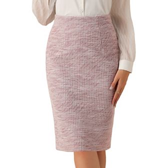 Plaid Tweed Skirt for Women's High Waist Split Casual Office Pencil Wrap Skirts
