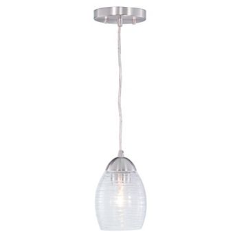 Isley Satin Nickel Mini Pendant Ceiling Light Clear Spun Glass