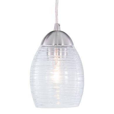 Isley Satin Nickel Mini Pendant Ceiling Light Clear Spun Glass