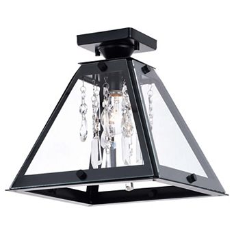 Tremont 12.5 in W Crystal Black Urban Loft Semi Flush Mount Ceiling Light