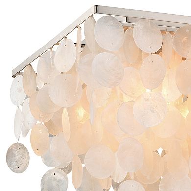 Elsa 16-in W Satin Nickel Capiz Shell Coastal Flush Mount Ceiling Light Fixture